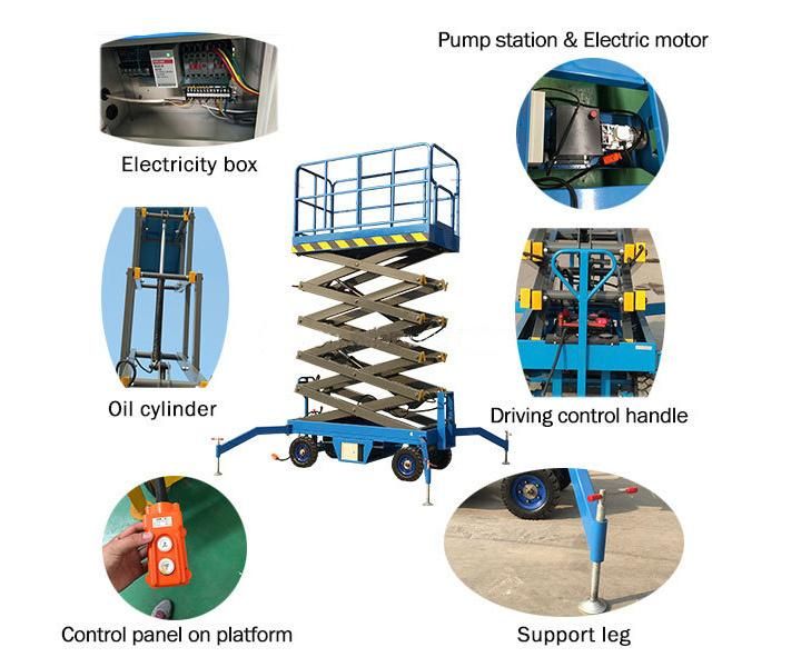 Electric Driven Push Type Mobile Trailer Scissor Lift Elevated Work Platform