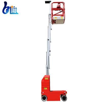 6m 7.5m Load 150kg 125kg Self Driven Single Column Aluminum High Aerial Work Platform Hydraulic Lift