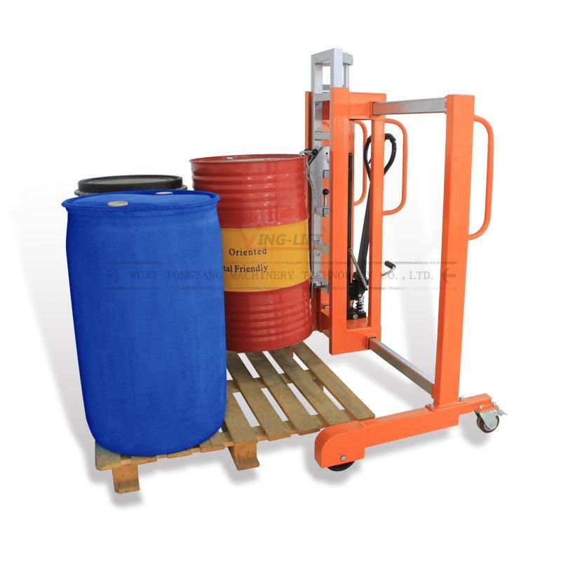 China Manufacturer Supply Manual Hydraulic Drum Stacker with Loading Capacity 380kg for Sales