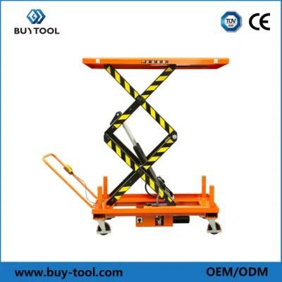 500kg Low Profile Mobile Lift Table Double Scissor Light Duty Small Electric Motor