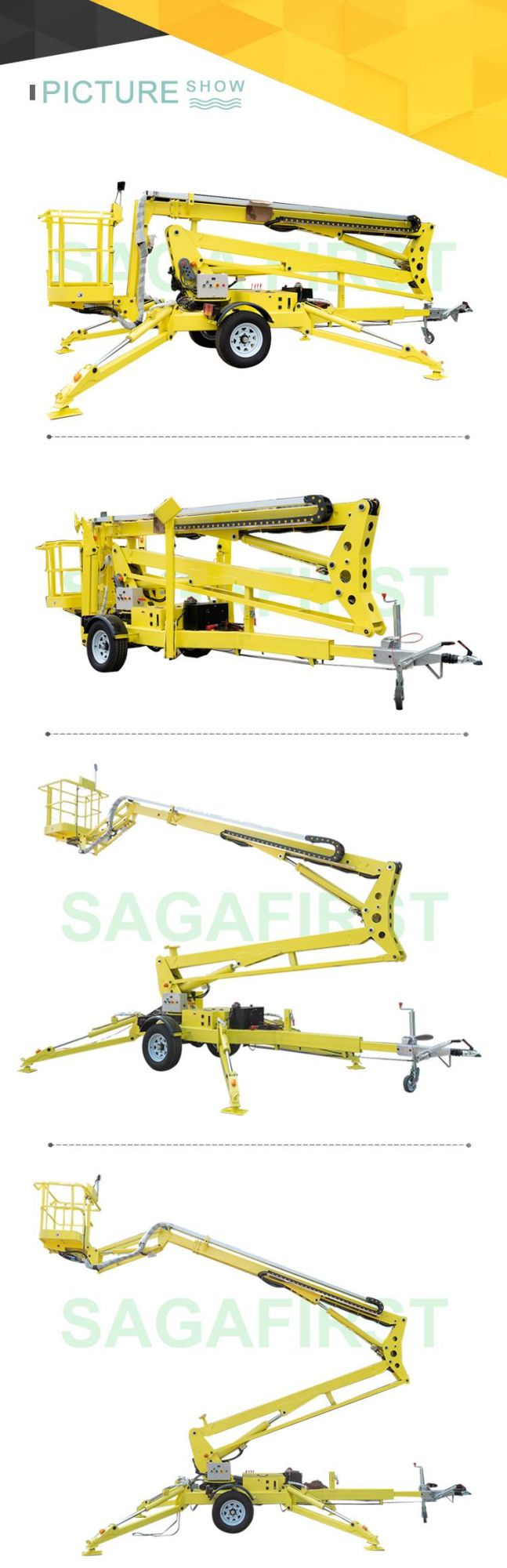 12m 14m Hydraulic Aerial Platform Man Lift Towable Boom Lift