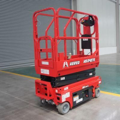 Hered Brand HS0407e 4m 5m in House Mini Electric Hydraulic Scissors Type Scissor Lift Man Lift Aerial Work Platforms