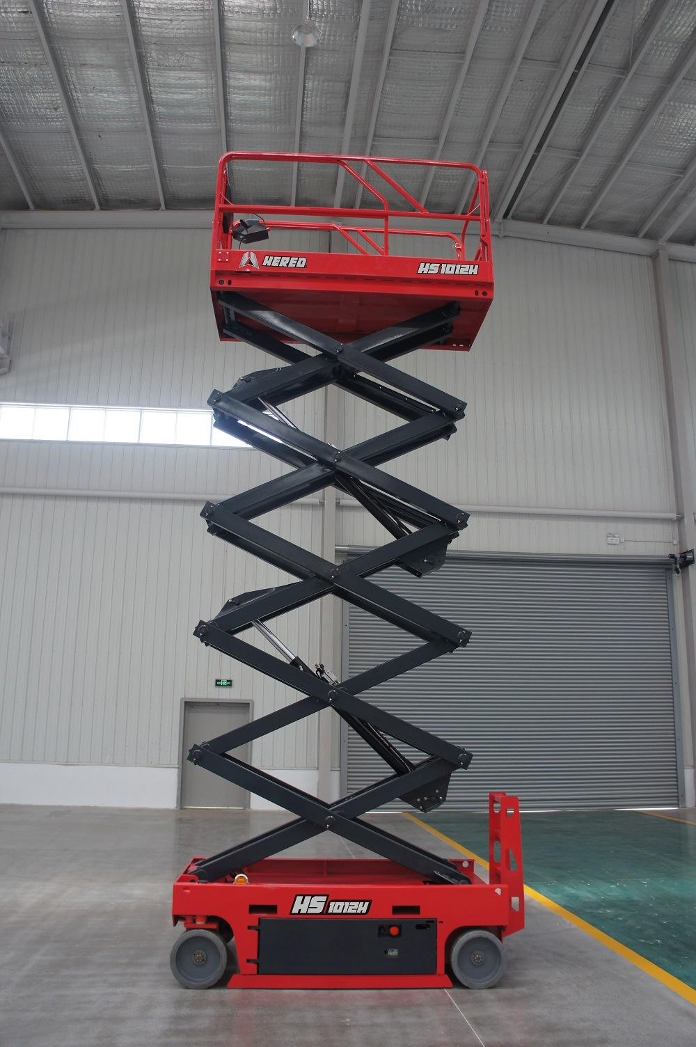 Hered Brand HS1012h 10m 12m Heavy Duty Rough Terrain Outdoor Electric Hydraulic Scissors Type Scissor Lift Man Lift Aerial Work Platforms