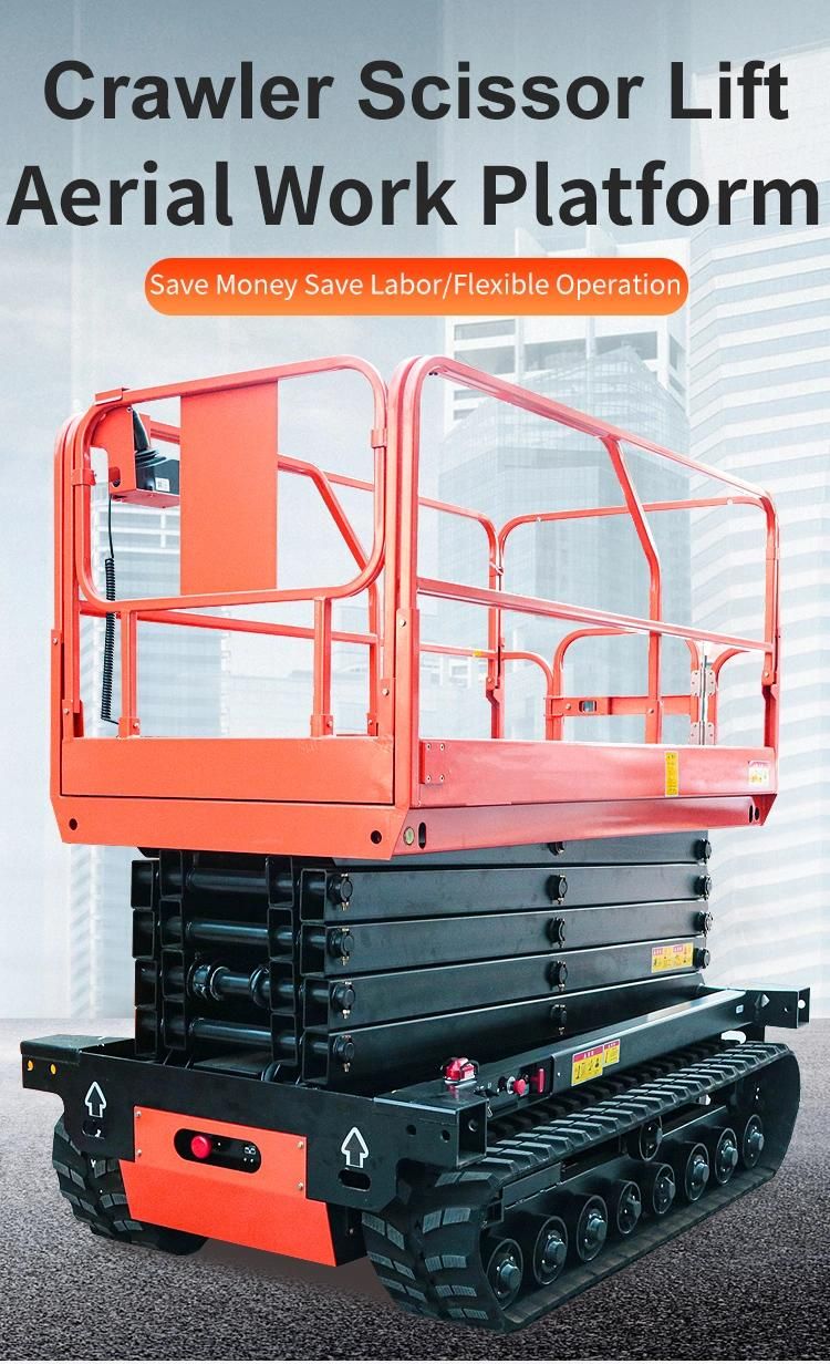 450kg 320kg Crawler Self Propelled Scissor Lift Track Type Scissor Lift Battery Electric Powered 6m 8m 10m 12m Awp