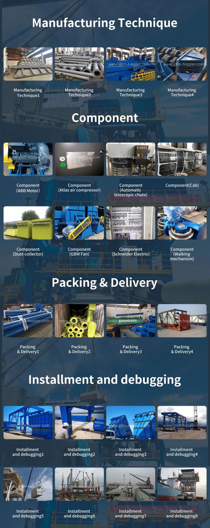 Mobile Eco Hopper Movable Hopper on Port (Clinker Bulk Cargo Cement)