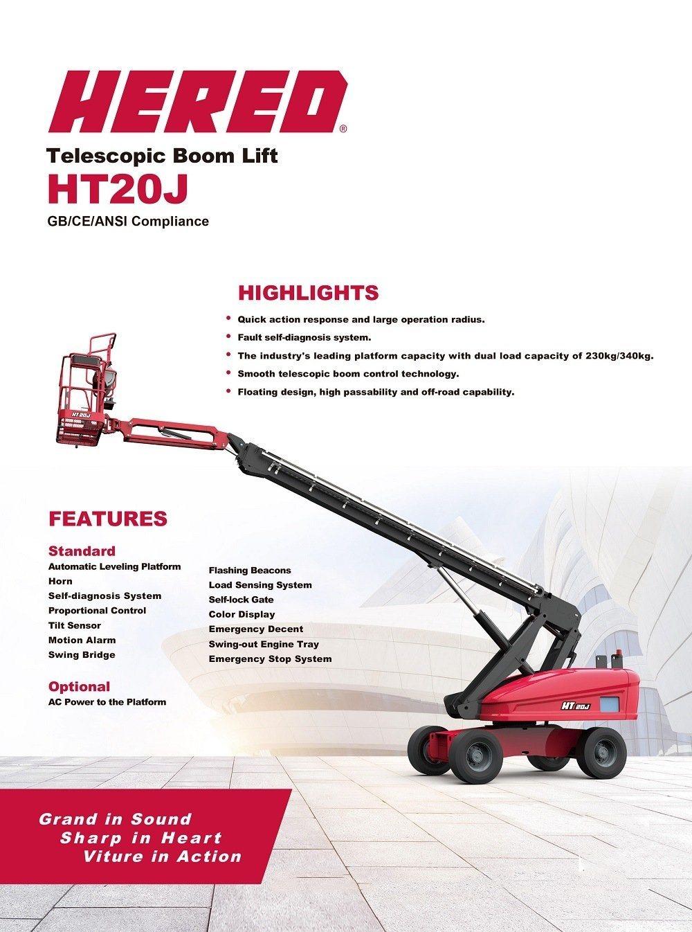 Hydraulic Boom Lift 21.5m Mobile Telescopic Boom Lift Platform Ht20j