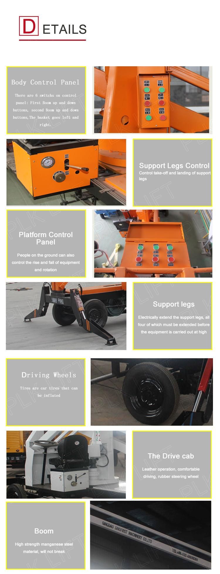 10m 12m Drivable Cherry Picker Self Propelled Boom Lift for Sale