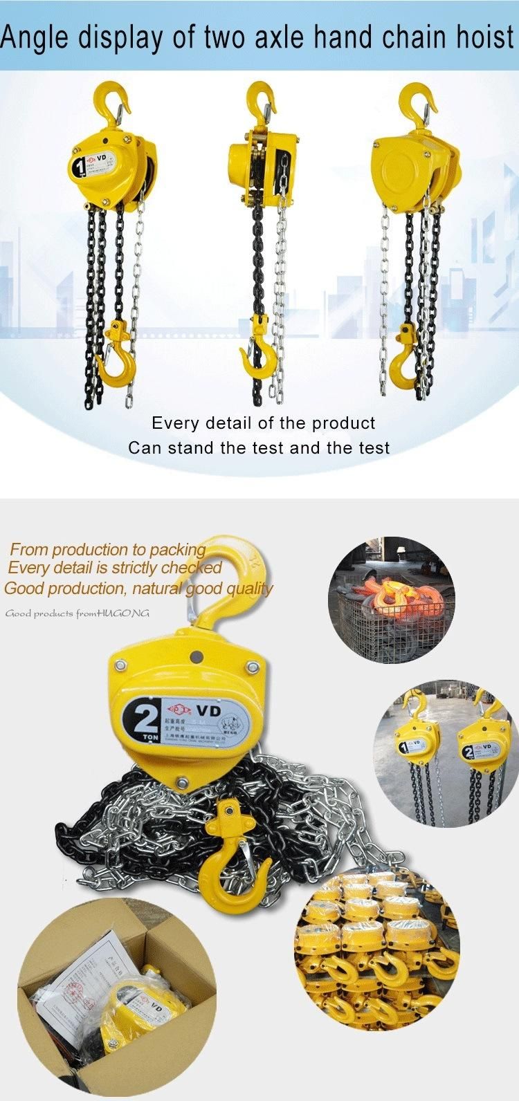 1ton Hand Chain Hoist Manaul Chain Block From Chiese Factory