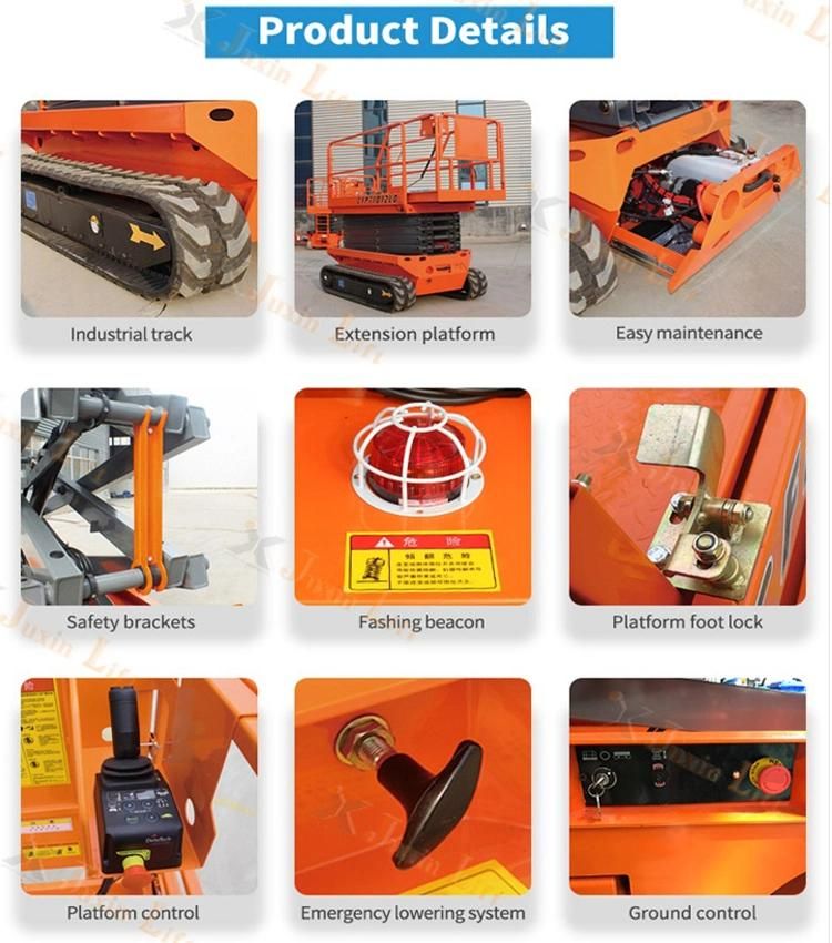 6-14m En280 Approved Battery Charger Hydraulic Electric Self Propelled Automatic Scissor Lift for Sale