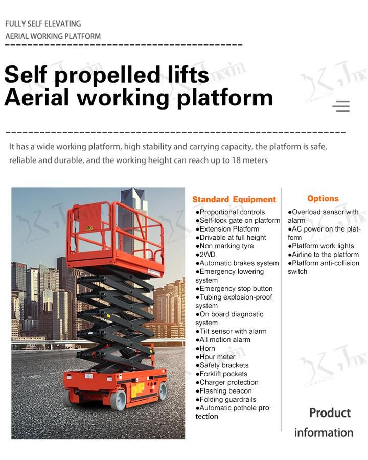Hydraulic Electric Self Propelled Elevating Platform Automotive Scissor Lift for Rent
