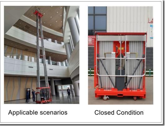 CE Certified Double Masts Manual Pushing Vertical Lift With150kg Laod Capacity