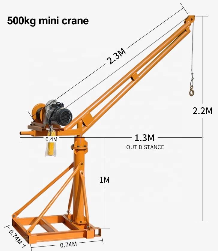 500kg Customized Small Mobile Crane Hoist Outdoor Electric Hoist Crane