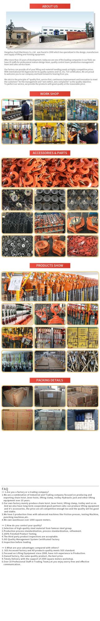 1t to 100t Kawasaki Brand Europen Type Manual Chain Hoist and Hand Chain Pulley Block