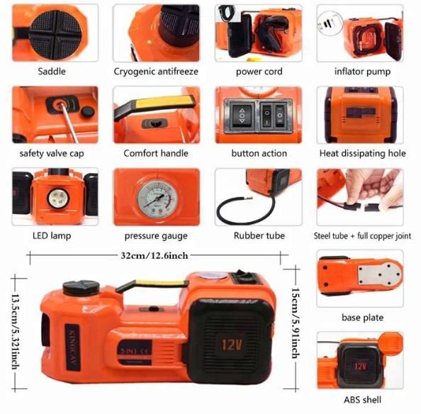 12V DC 5t Multi-Functional Electric Hydraulic Floor Jack with Electric Impact Wrench