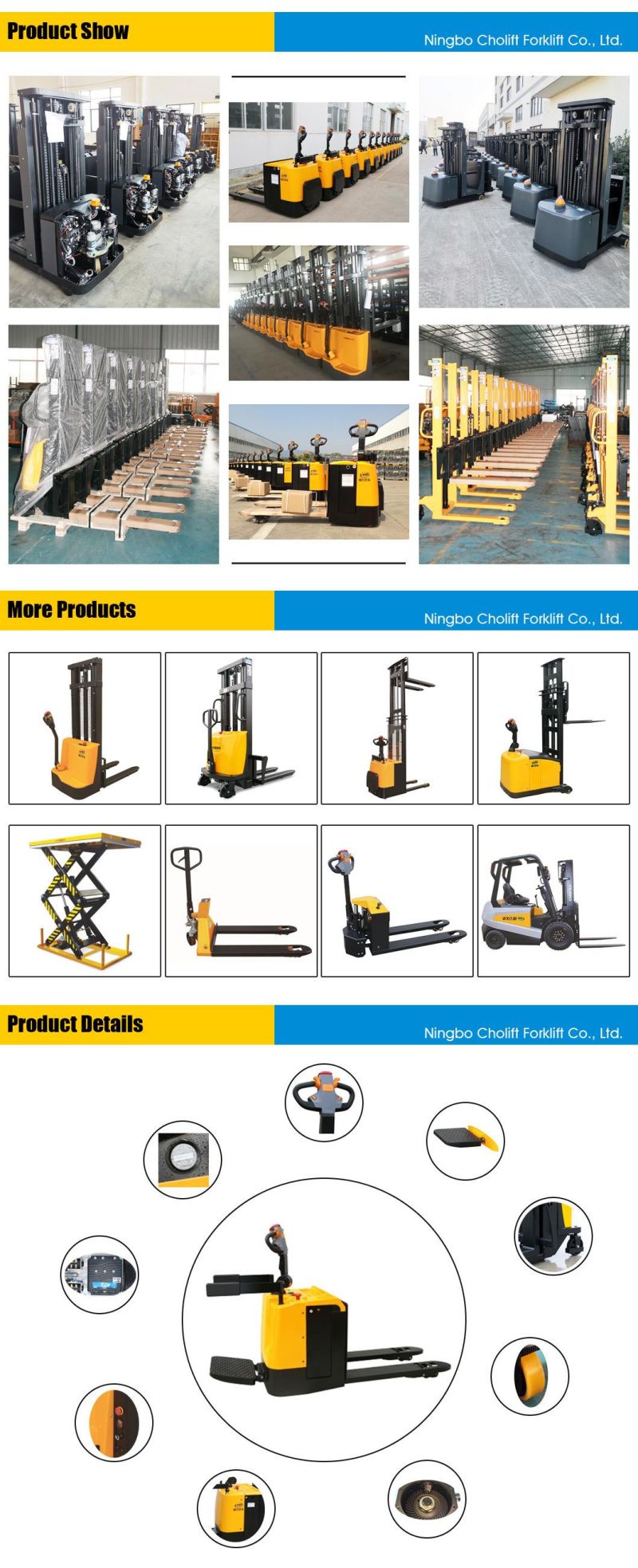 China Forklift High Quality 2.5 Ton Lift Height 3m 4m, 4.5m, 5m Electric Forklift Truck
