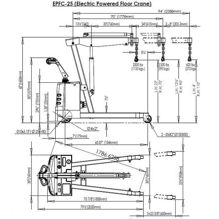 Heavy Duty Auto Movable Jib Floor Shop Crane