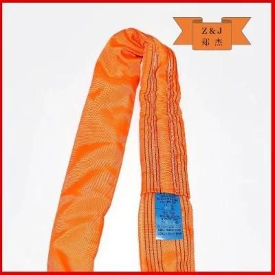 10 Ton 8m or OEM Length 4 Ply Soft 8t Round Lifting Belt Sling with Orange Color Safety Factor 8: 1 7: 1 Type