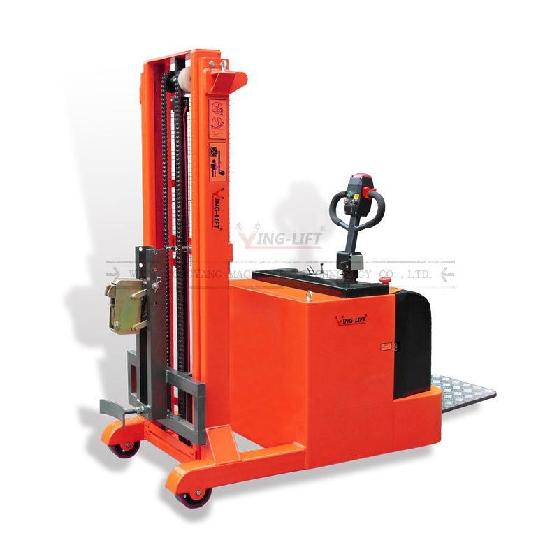 Counter Balance Hydraulic Standing Drive Battery Power Lift Rotate Clamp Oil Drum Electric Stacker