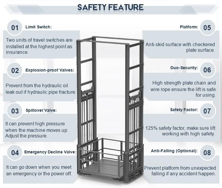 1000kg Vertical Warehouse Hydraulic Cargo Lift