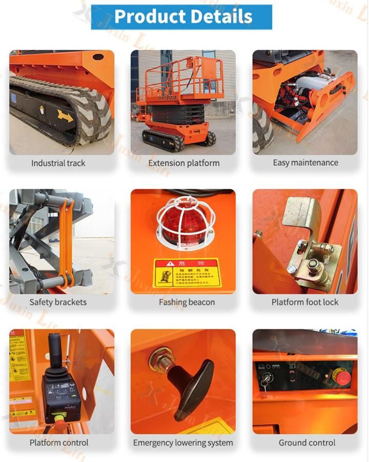 10m Rough Terrain Self Propelled Scissor Lift Track Mobile Work Platform
