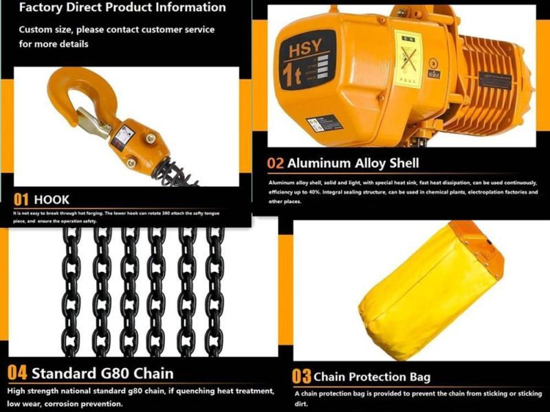China Supplier Electric Hoist 380 Volt 1ton 2ton 5ton Monorail Electric Trolley Chain Lifting Hoist Manufacturer