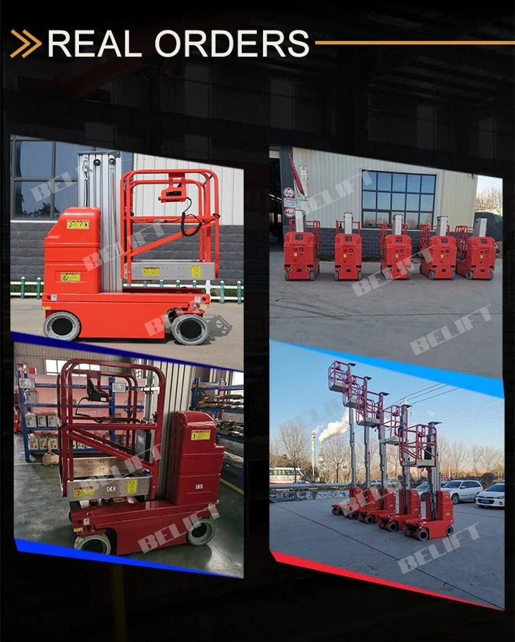 8m-10m Aluminim Electric Aerial Single Mast Man Lift for Maintenance