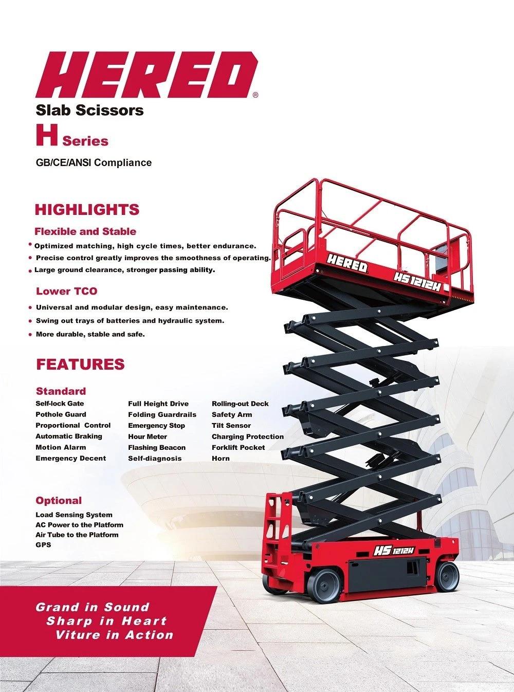 Self-Propelled Scissor Lift with Extension Platform Hydraulic System Driven