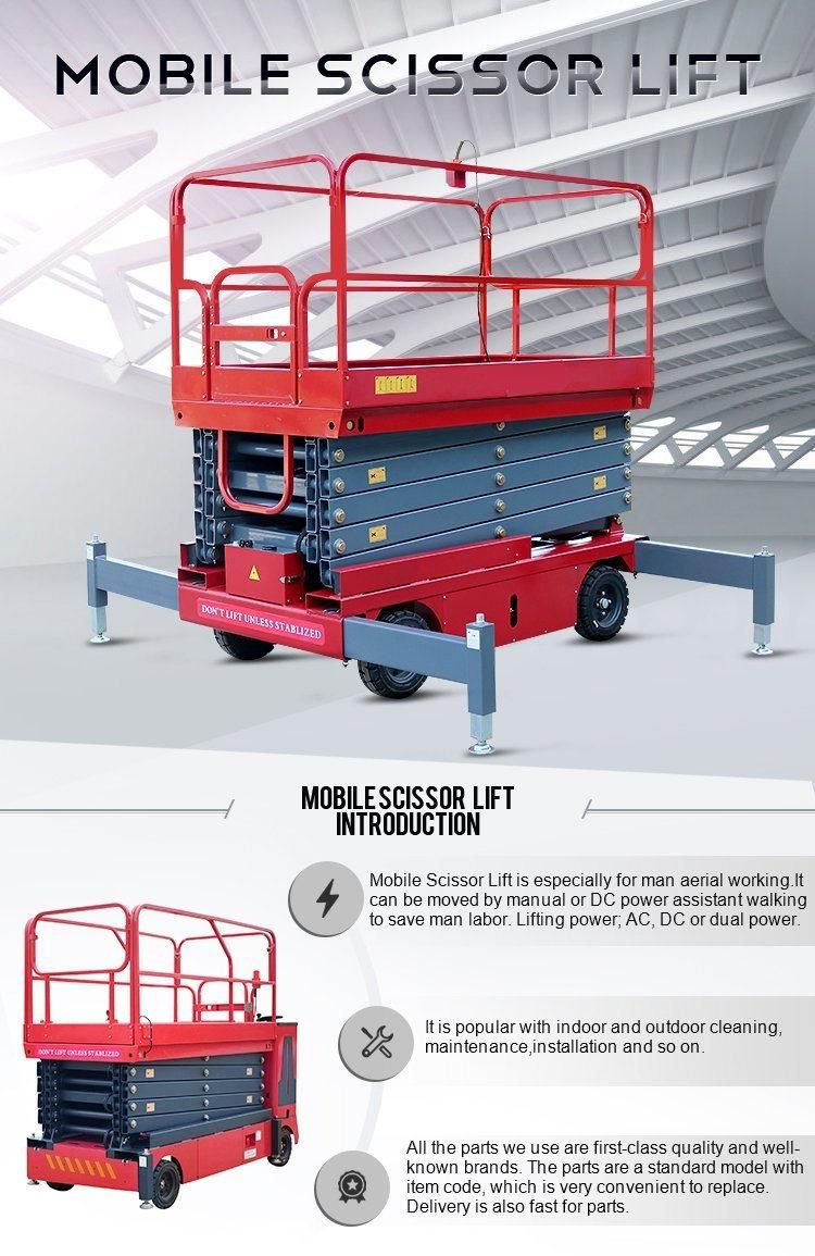 3m 4m 6m 8m 10m 12m 14m 16m 18m Mobile Hydraulic Lift Table Aerial Working Platform Electric Scissor Lift