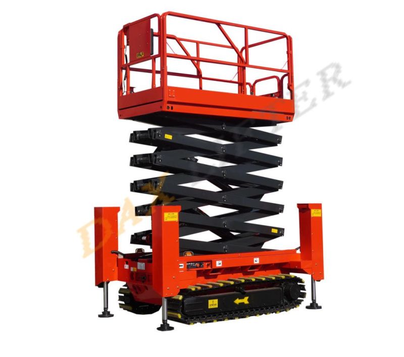 Heavy Duty Rough Terrain Man Electric Hydraulic Battery Self Propelled Crawler Mobile Scissor Lift
