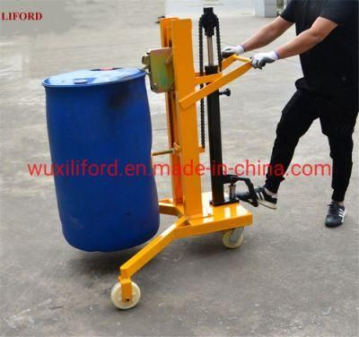 China Supplier 450kg Capacity Hydraulic Oil Drum Truck Stacker Dtf450b