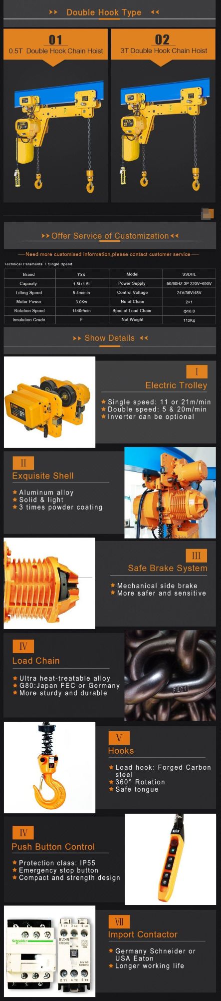 Txk 3 Ton 1 Chain CB-B Chain Block