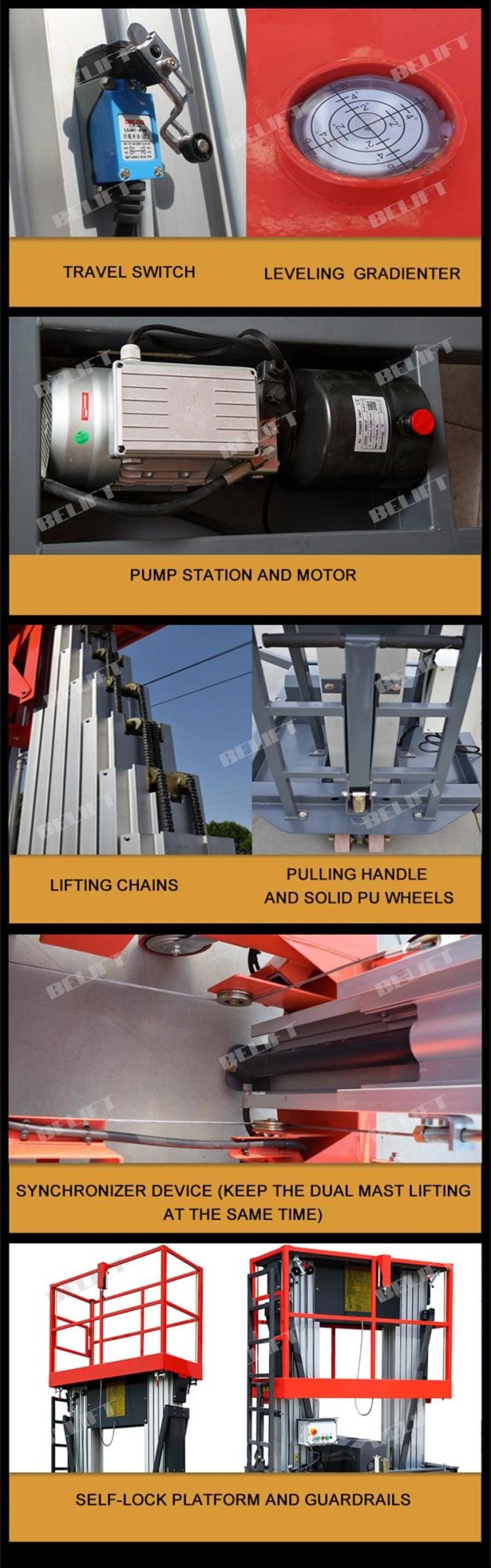 Aluminum Aerial Work Platform Small Lifts Electric Man Lift