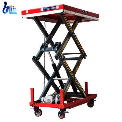 Workshop 1000kg 2m Lift Machines Small Lifts Scissor Electric Lift with Wheels