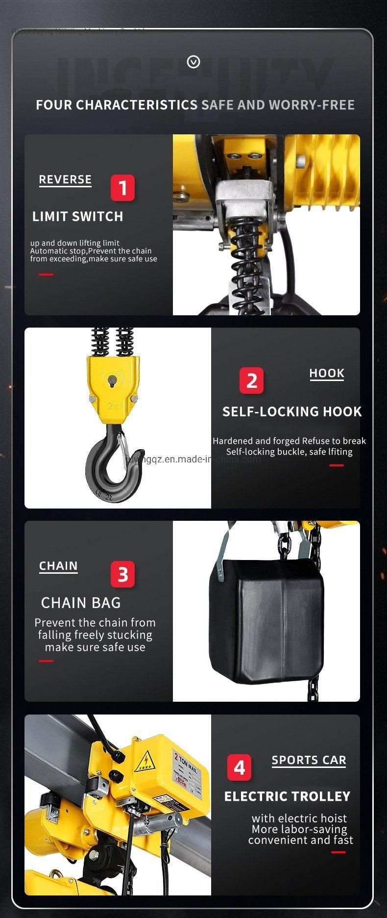 Speed 6.8 Meters Per Min Electric Chain Hoist 1000kg