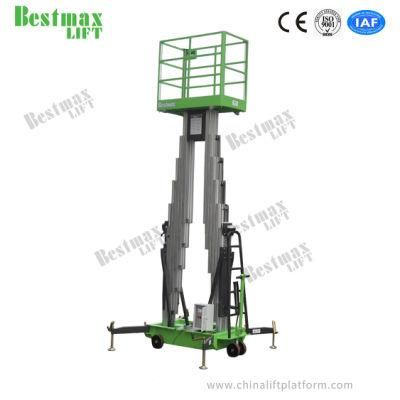 8m Manual Pushing Vertical Lift Double Mast Aerial Work Platform