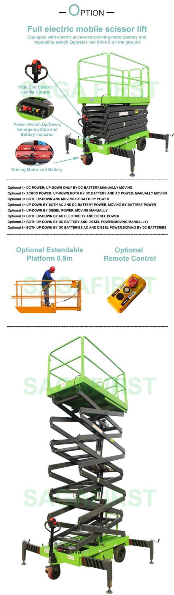 10m 500kg Capacity Hydraulic Platform Electric Mobile Scissor Lift