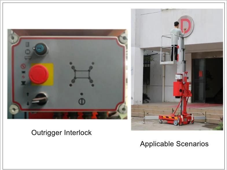 CE Certified Single Mast Manual Pushing Vertical Lift with Tilting Function for One Man