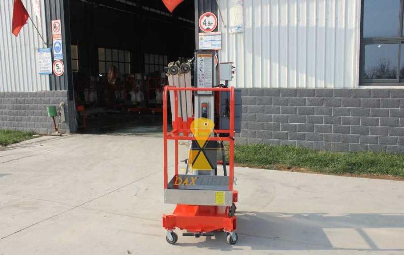 Single Mast CE Approved Vertical Two One Man Lift Aluminum Work Aerial Platform