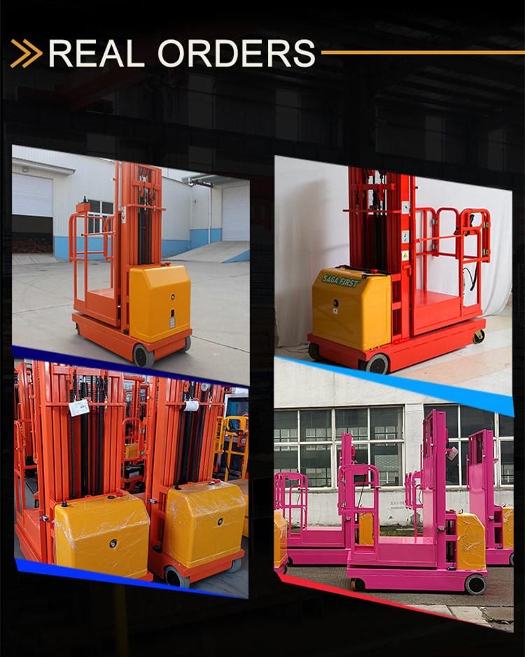 Factory 4m Portable Move Hydraulic Goods Lift Self Propelled Order Picker