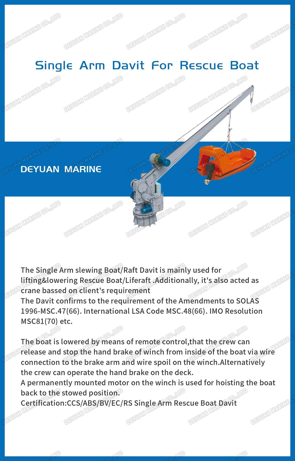 23kn Solas Single Arm Slewing Davit for Rescue Boat