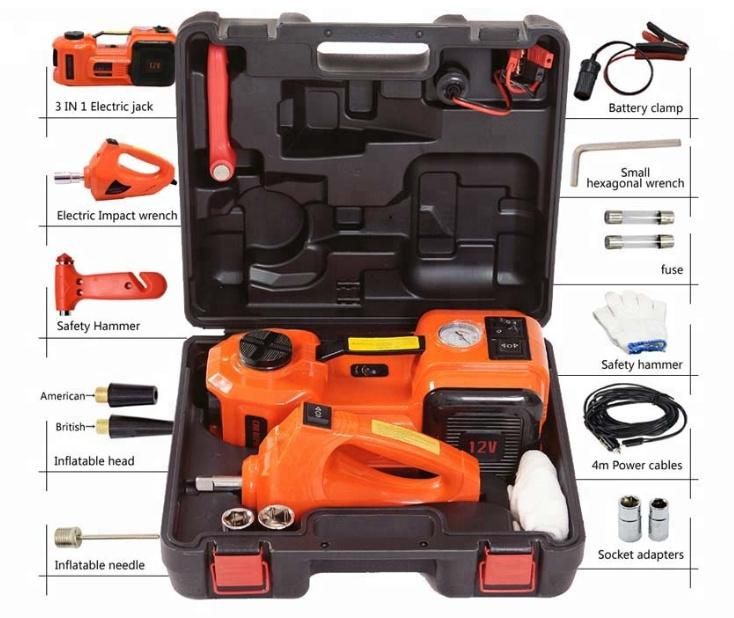 12V DC 5t Multi-Functional Electric Hydraulic Floor Jack with Electric Impact Wrench