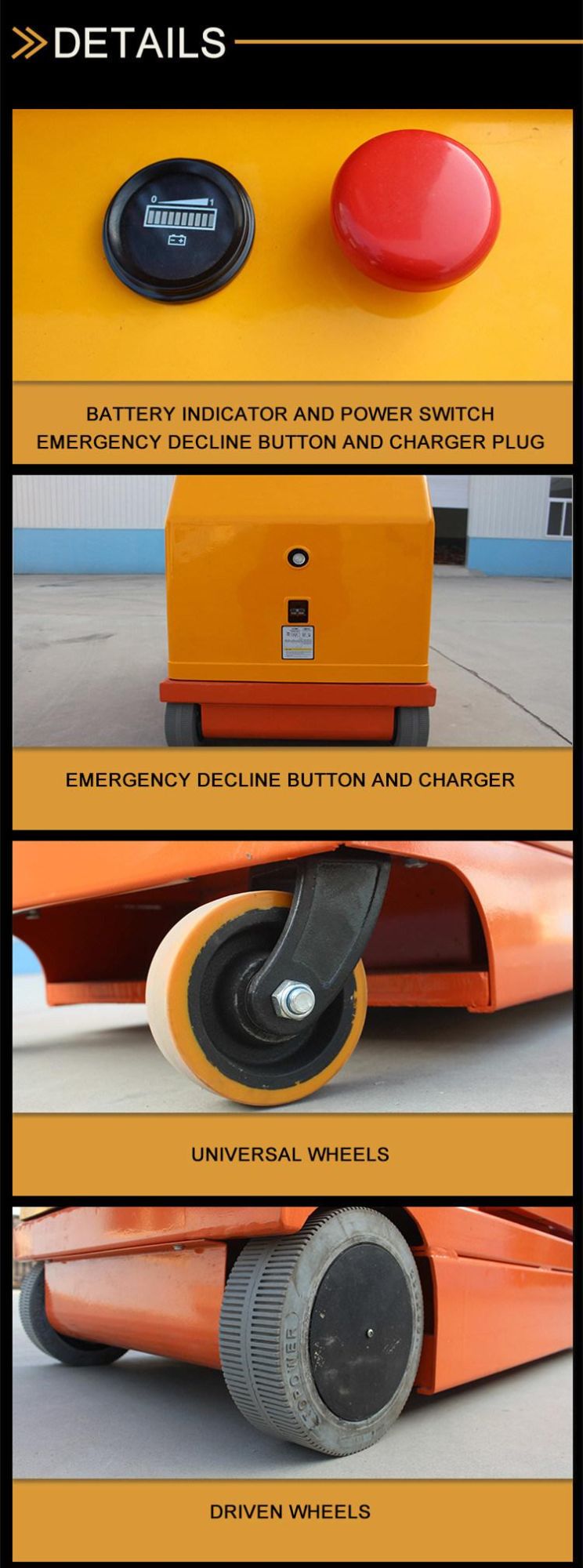 Loading 300kg Platform Size 600X640mm Self Propelled Electric Aerial Order Picker