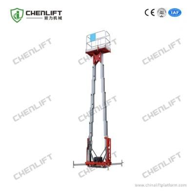 12m AC Powered Double Masts Aluminum Aerial Work Platform for Two Men