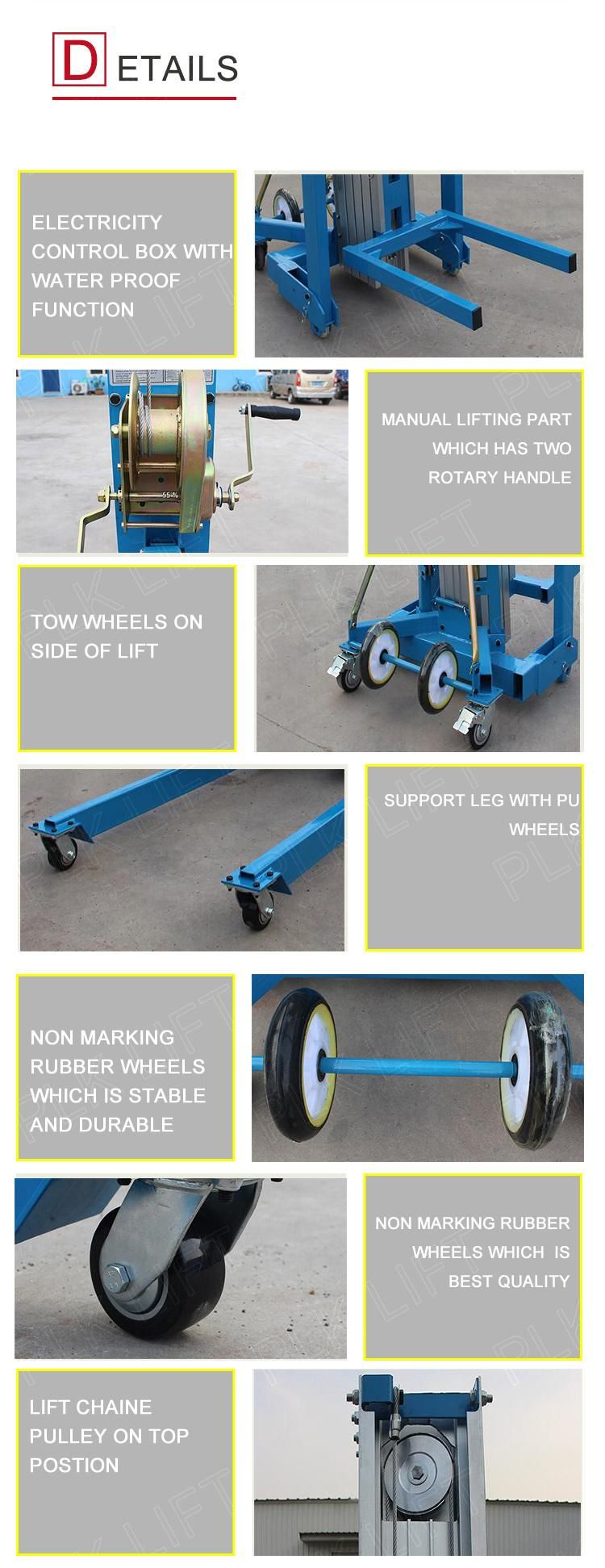 High Quality Manual Aluminum Alloy Work Platform Lift