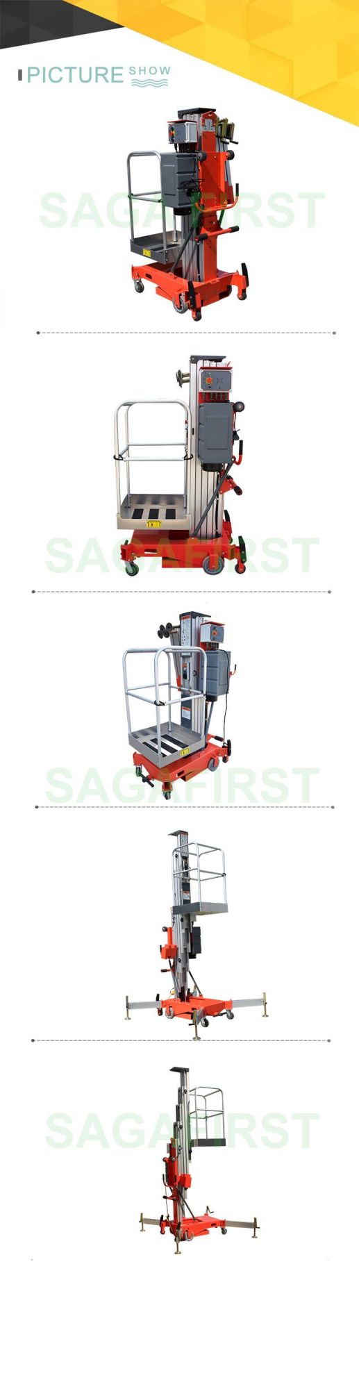 6m-12m Electric Upright Aluminum Alloy Ladder for Light Maintenance