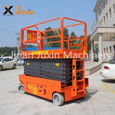 Juxin 8m 10m 12m Hydraulic Battery Power Self Propelled Electric Scissor Lift Aerial Working Platform for Cleaning