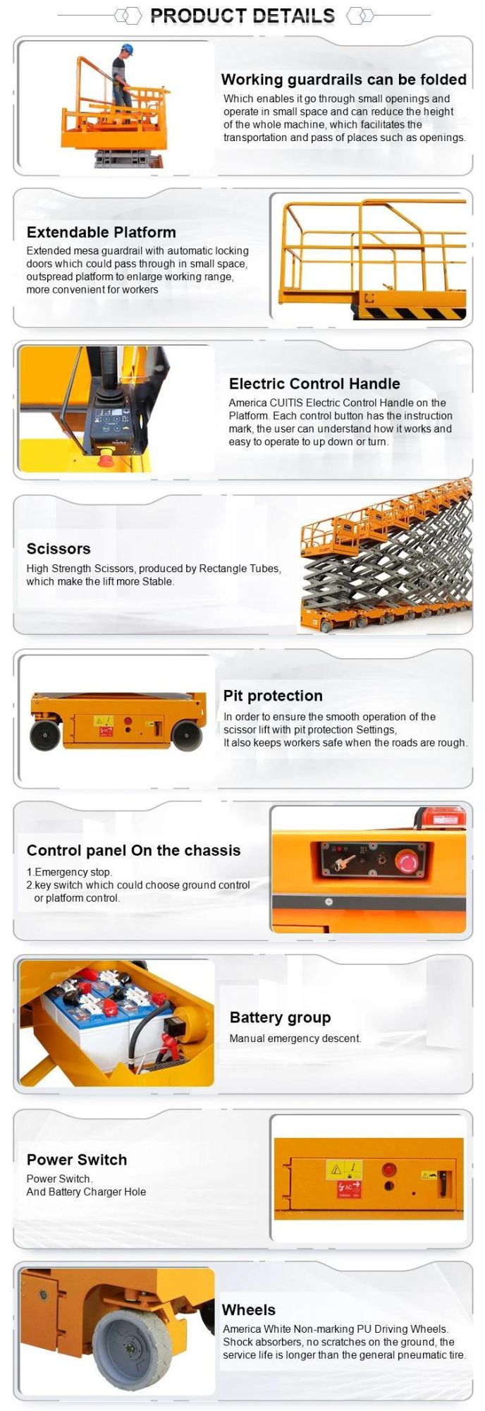 12 Months 10 M Morn Electric Man Cheap Scissor Lift