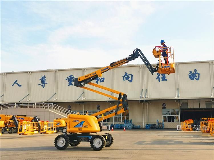 XCMG Top Quality Small Articulating Boom Lift Machine China 16m Mobile Hydraulic Self Propelled Towable Boom Man Lift Work Platform Xga16 for Sale