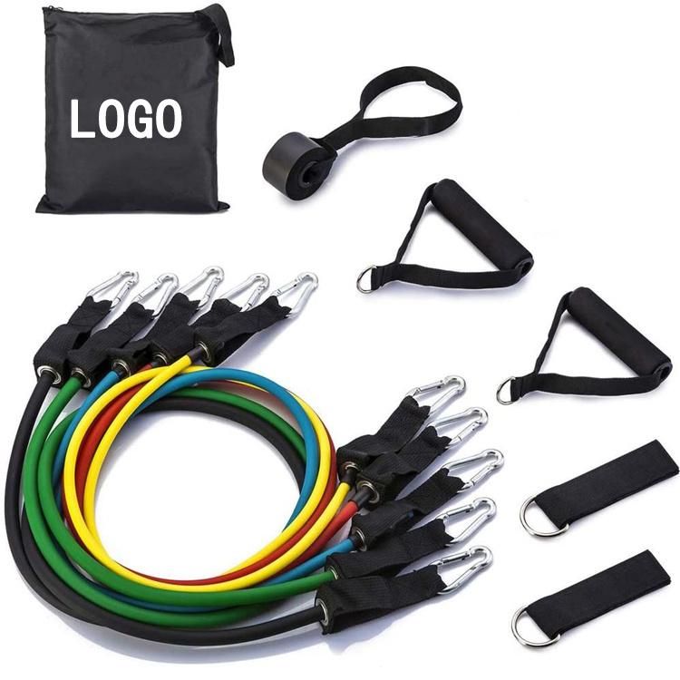 Multi-Use Adjustable Resistance Band 11 Piece Set Multifunction Workout Exercise Bands with Door Anchor Ankle Straps