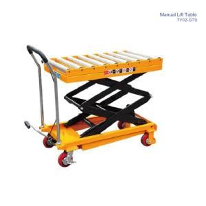 Mobile Hydraulic Manual Scissors Lifting Platform with Roller Top/ Lift Table / Truck